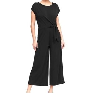 Banana Republic Boatneck Tie Front Wide Leg Cropped Jumpsuit Size S